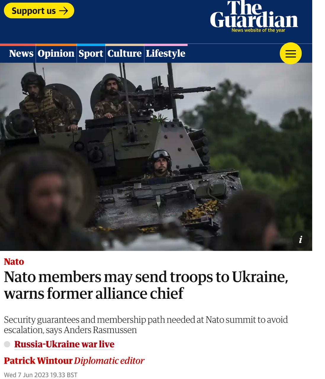 สมาชิกกลุ่มนาโต้สามารถส่งกองกำลังไปยังยูเครนได้